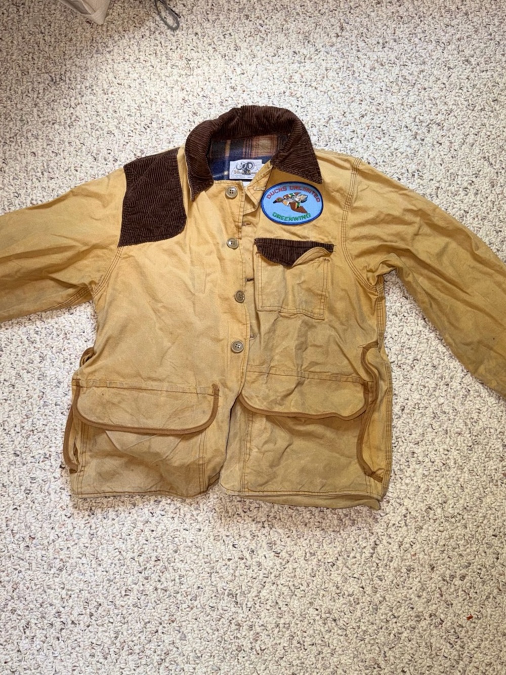 VTG Black Sheep Men’s Tan Canvas Field Jacket with Brown Corduroy Accents